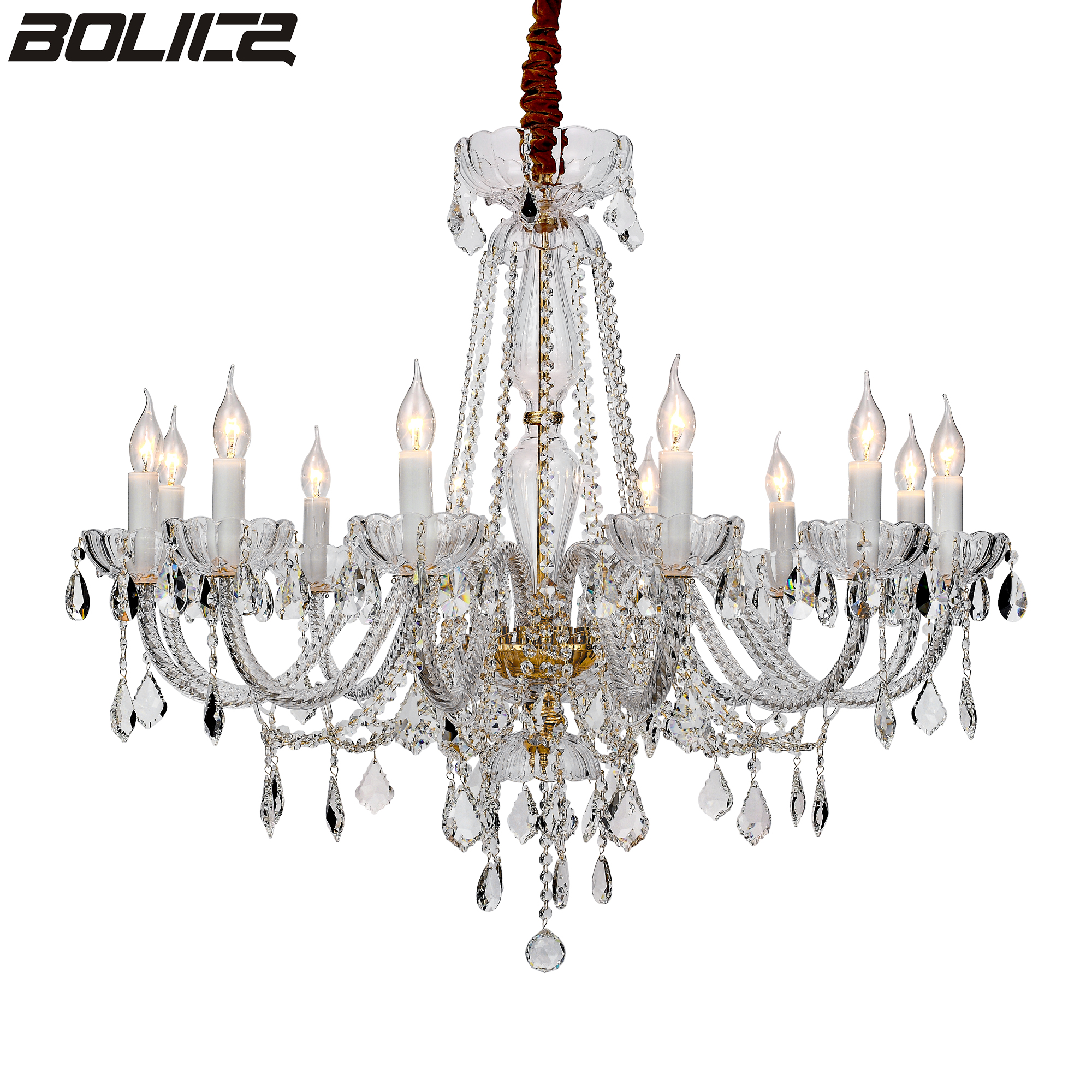 Crystal chandelier in the lobby of a luxury villa hotel