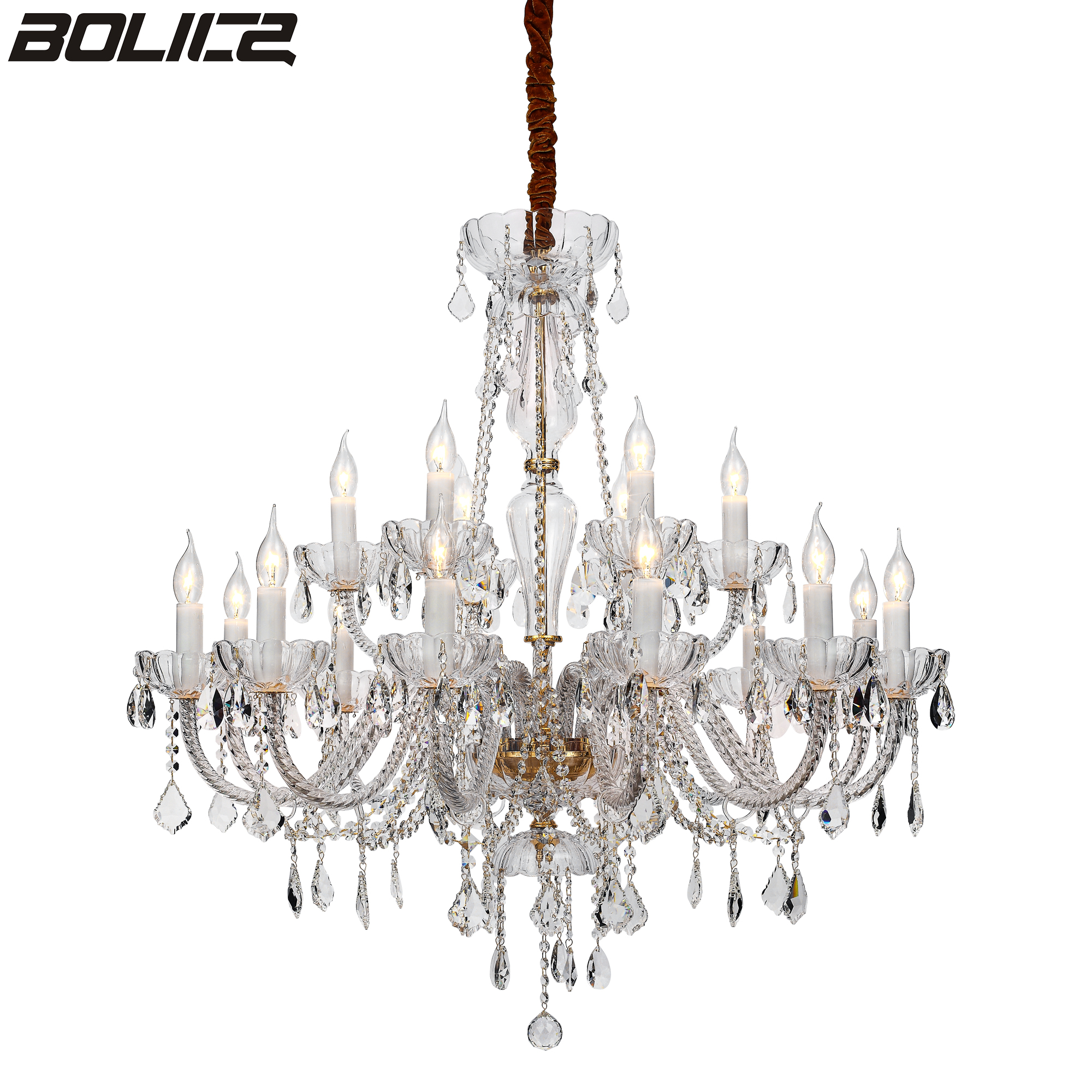 Crystal chandelier in the lobby of a luxury villa hotel