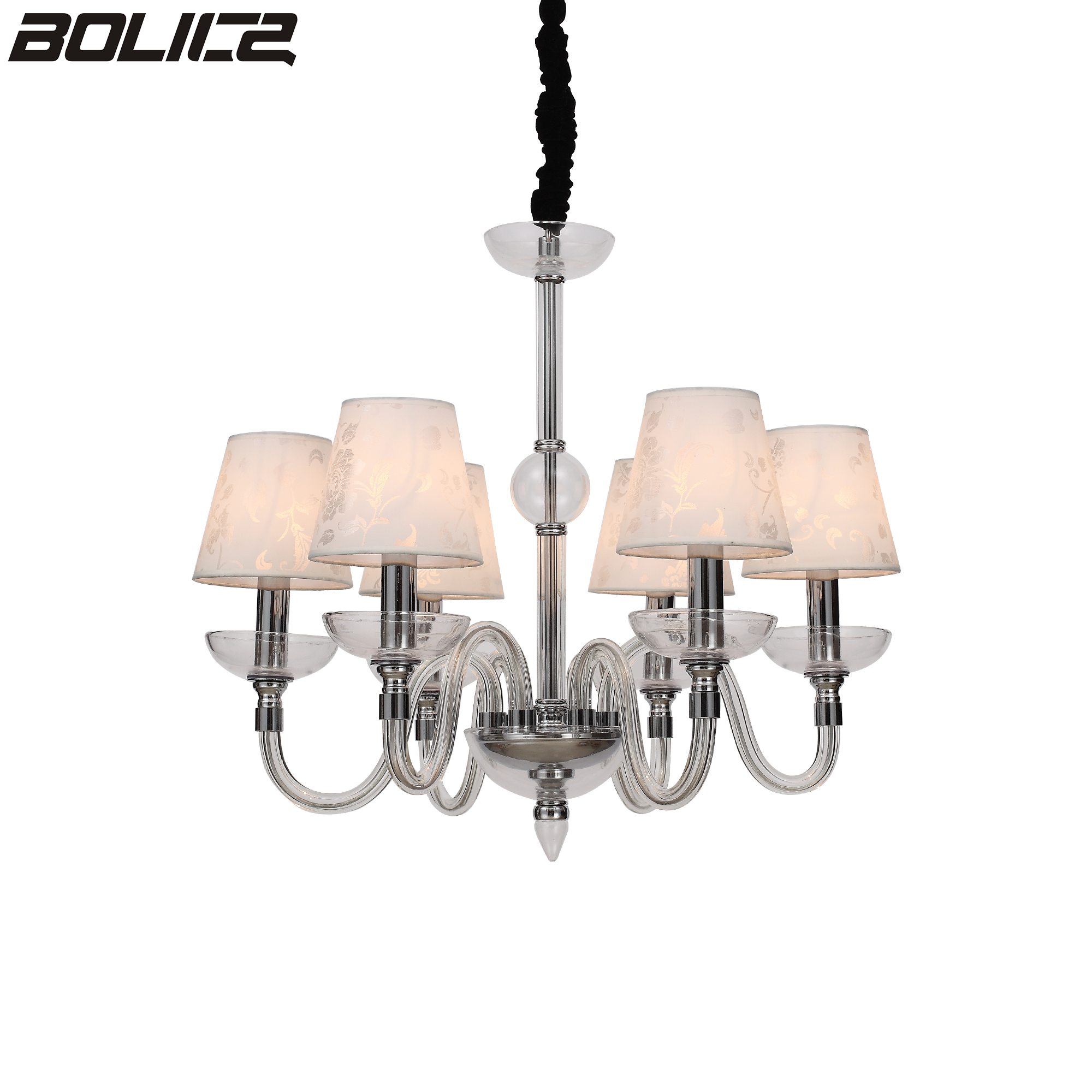 Chinese-made glass crystal chandelier with lampshade ceiling