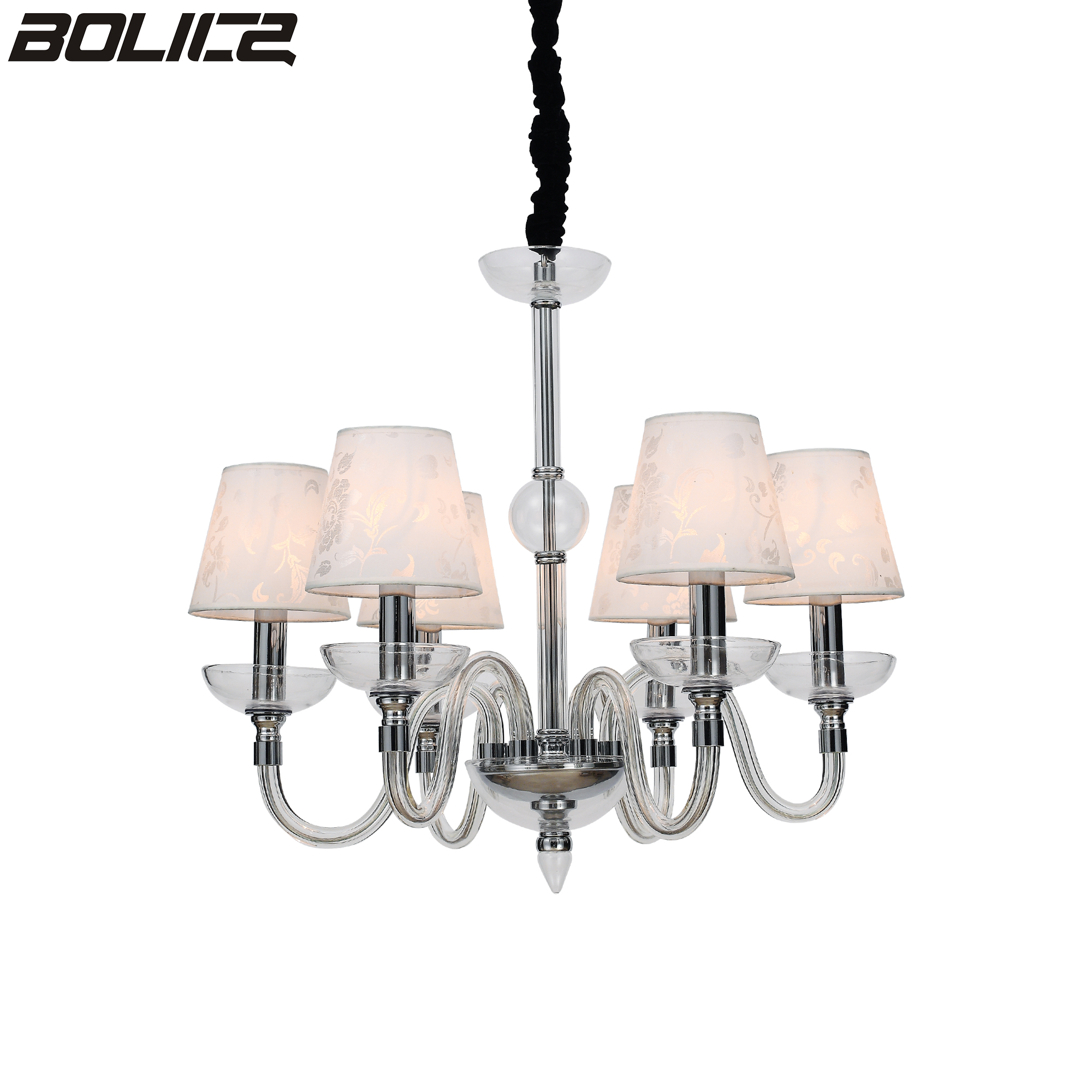 Lustre en cristal de verre de fabrication chinoise avec abat-jour au plafond