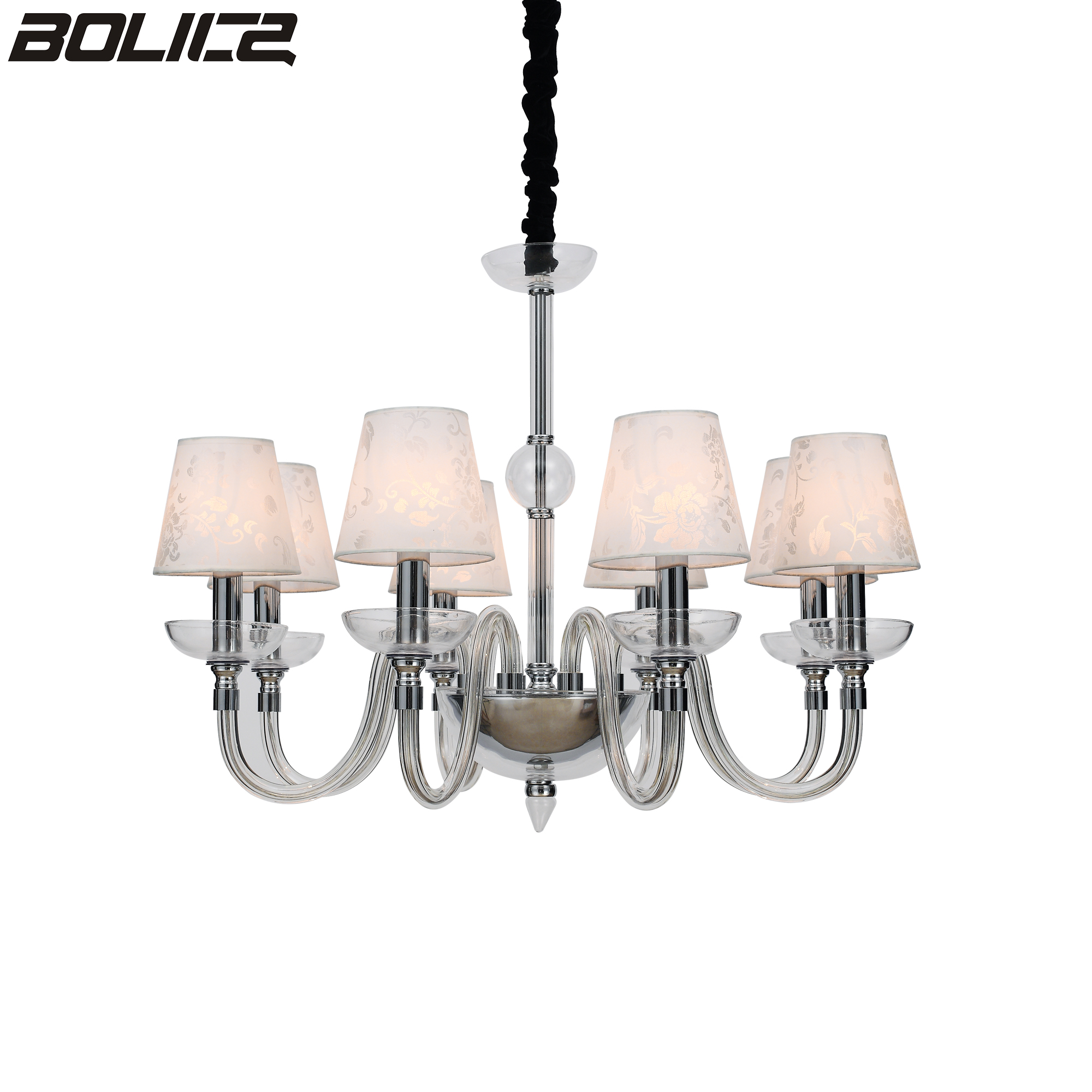 Chinese-made glass crystal chandelier with lampshade ceiling