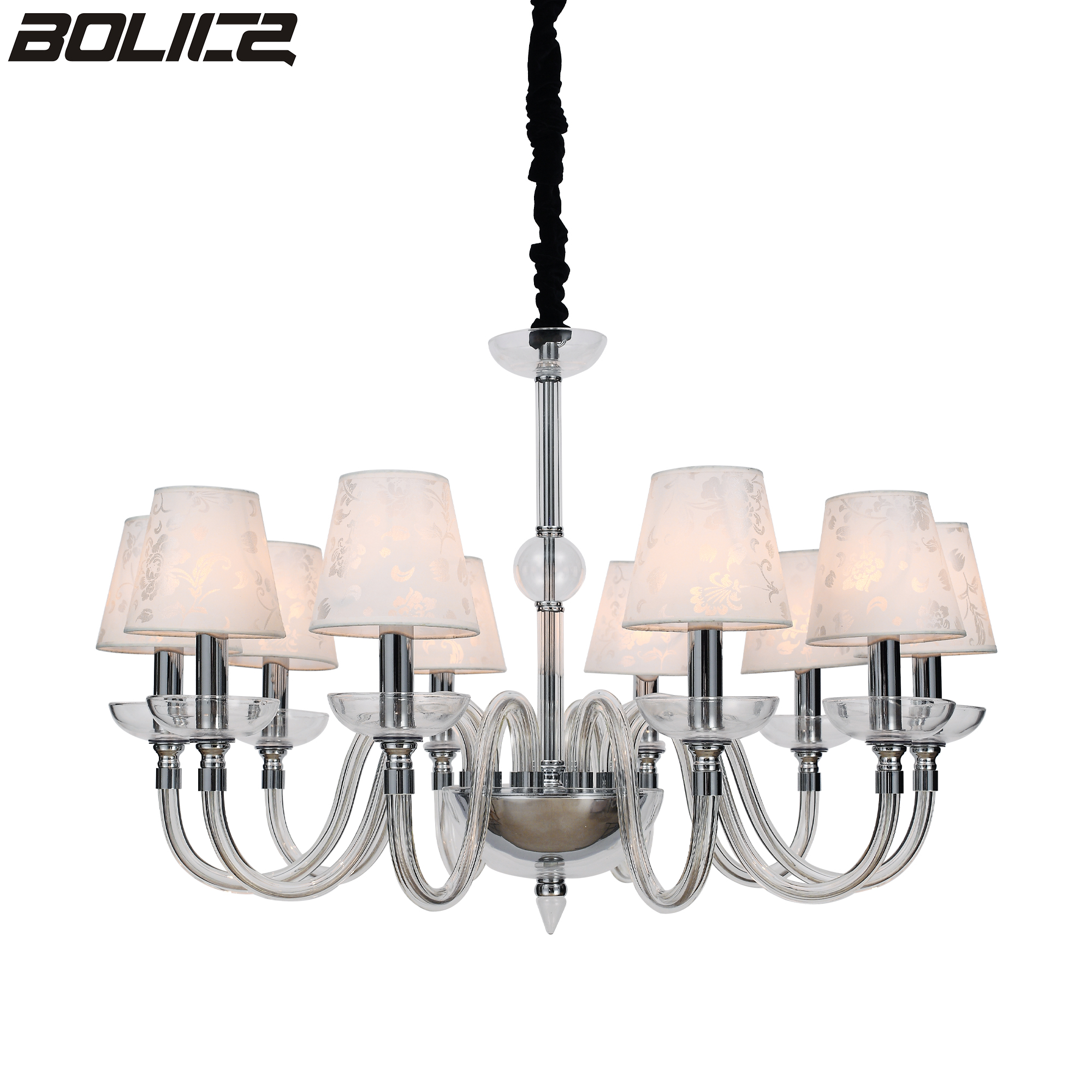 Chinese-made glass crystal chandelier with lampshade ceiling