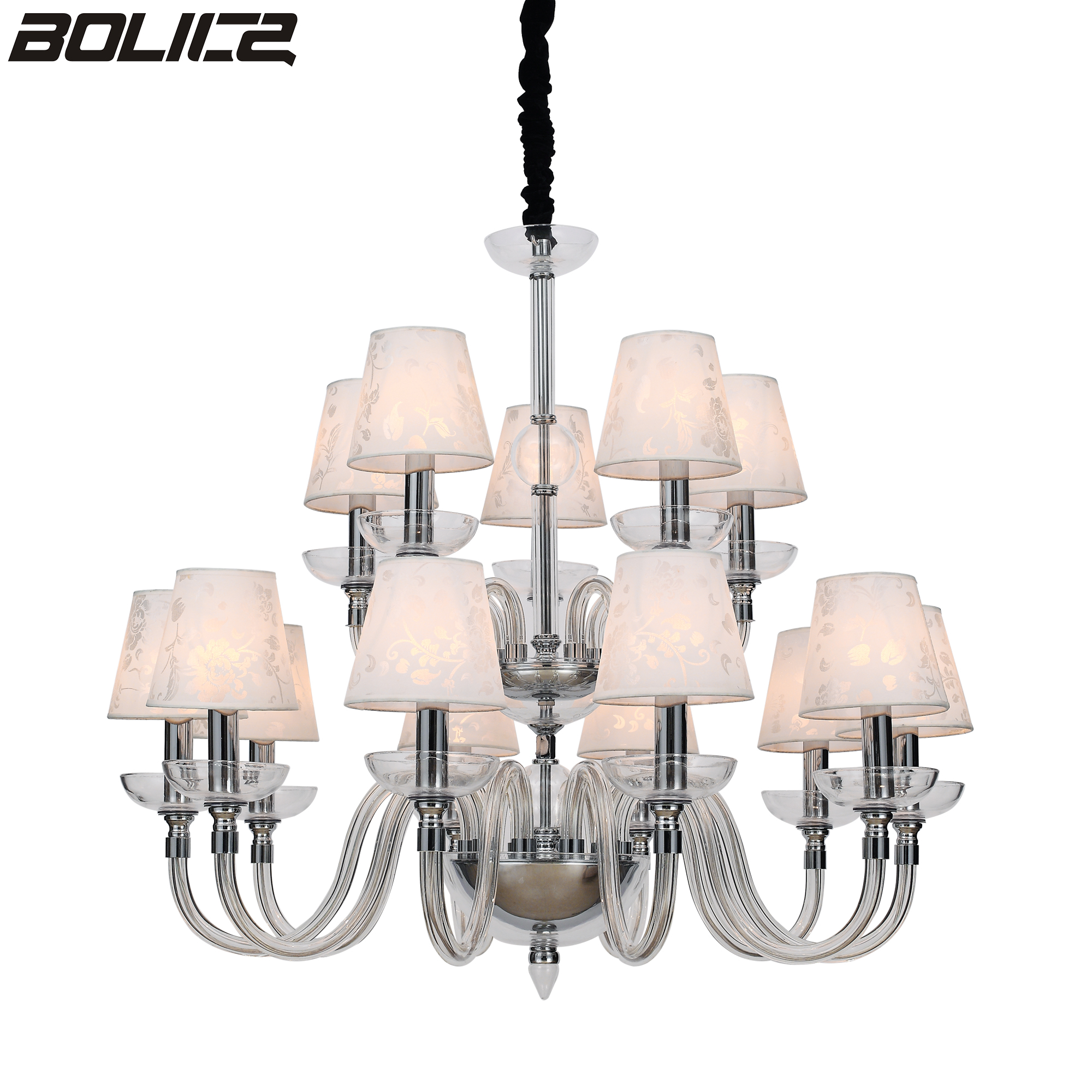 Chinese-made glass crystal chandelier with lampshade ceiling