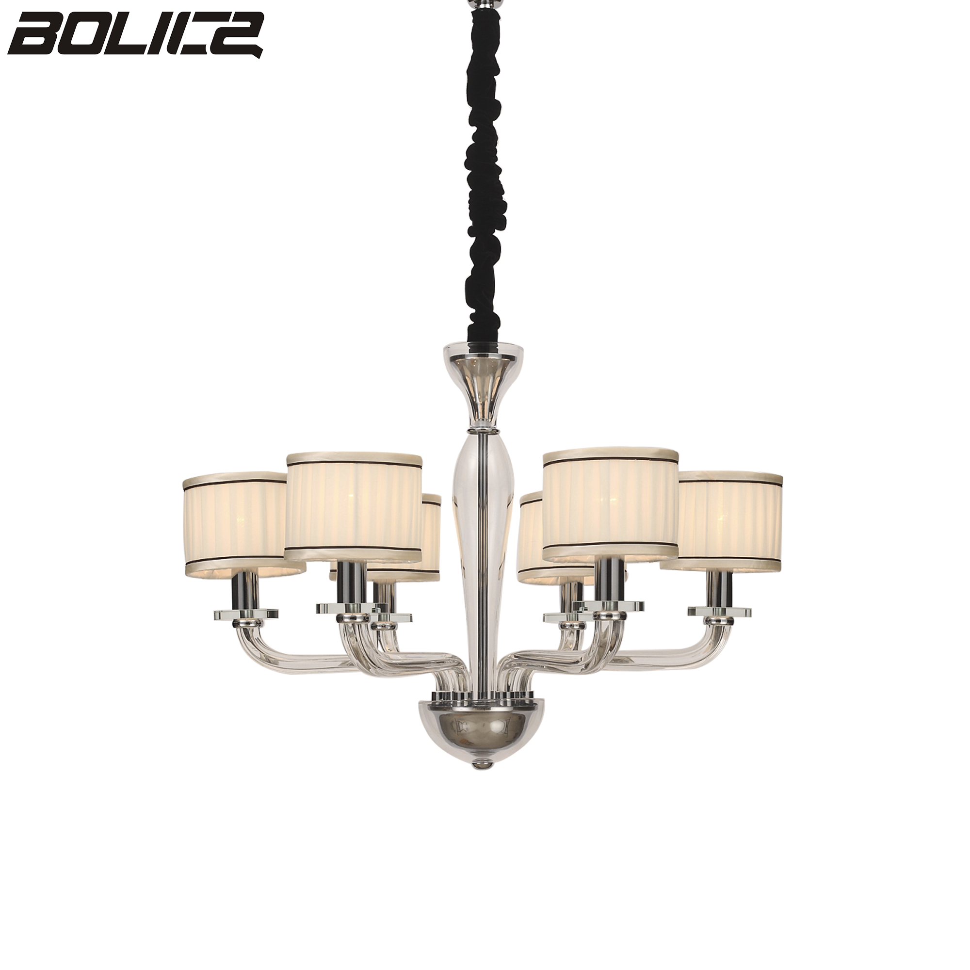 Classic five-head chandelier with glass shade