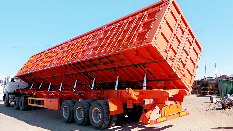 Side dump semi trailer