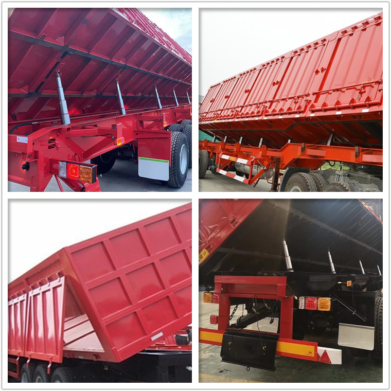 Rollover rectangular unloading semi trailer