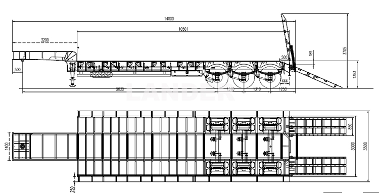 60tons Hydraulic low bed trailer