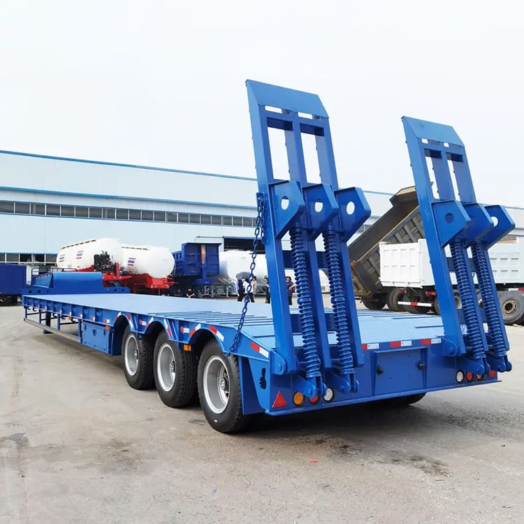 3 Axles Transport Low Flat Bed Semi Trailer