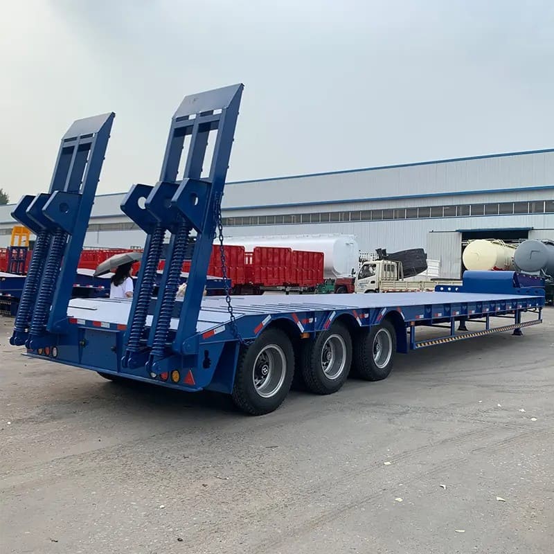 3 Axles Transport Low Flat Bed Semi Trailer