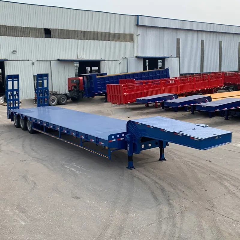 3 Axles Transport Low Flat Bed Semi Trailer