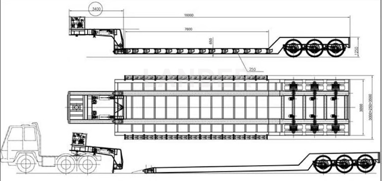 Detachable lowboy trailers