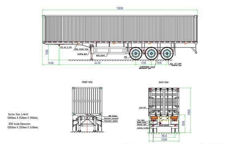 Side Van Box rail transport trailer