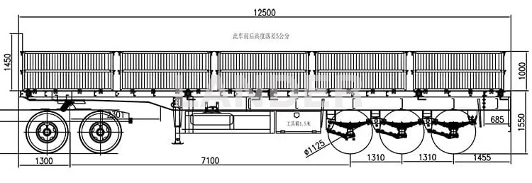 3 axles cargo semi trailers