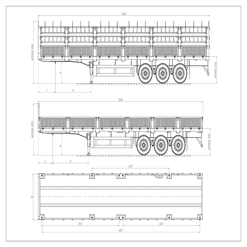 60 ton fence cargo semi trailer