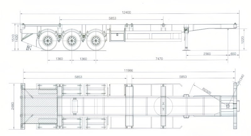 Gooseneck skeleton trailer