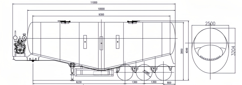 3 axle cement tank truck trailer