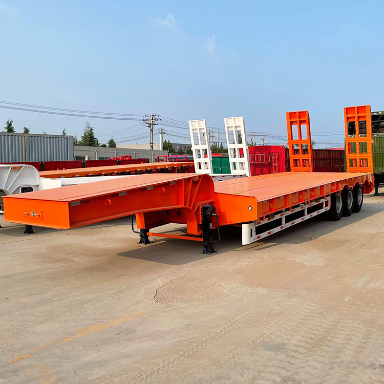 3 Axle Low Flat Hydraulic Low Bed semi Trailer