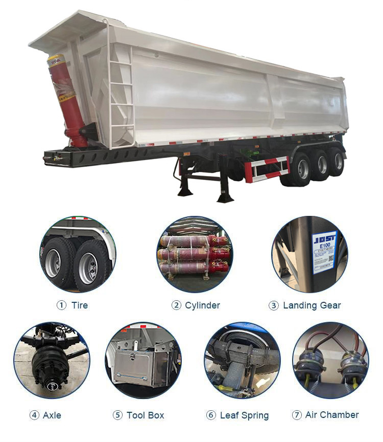 Triple axle tipper truck trailer