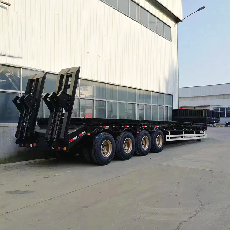 80 Ton 4 Axle Lowboy Semi Trailer For Excavator