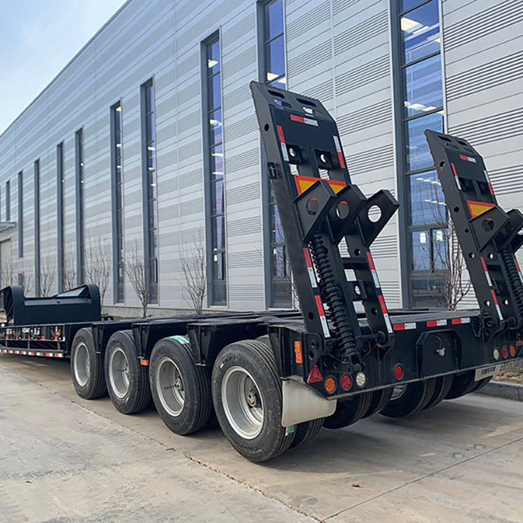 80 Ton 4 Axle Lowboy Semi Trailer For Excavator