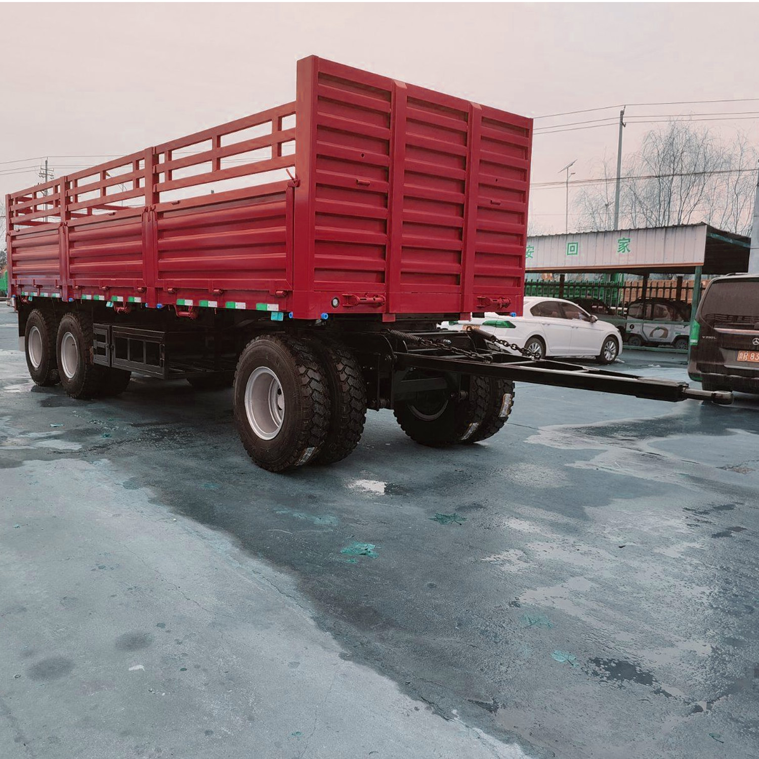 3.Cost-Effective Box Drawbar Trailer for Farm 12 Wheels Full Trailer