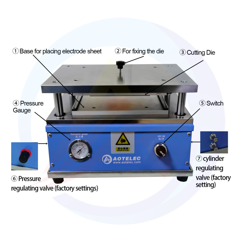 Découpeuse pneumatique de précision pour électrodes de batterie