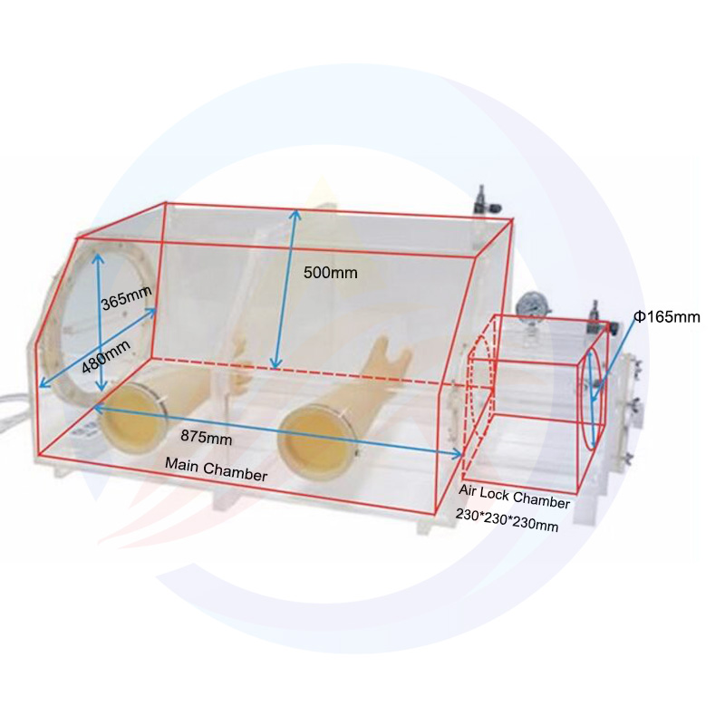 Caixa de luvas de vácuo de acrílico transparente BenchTop para bateria de lítio