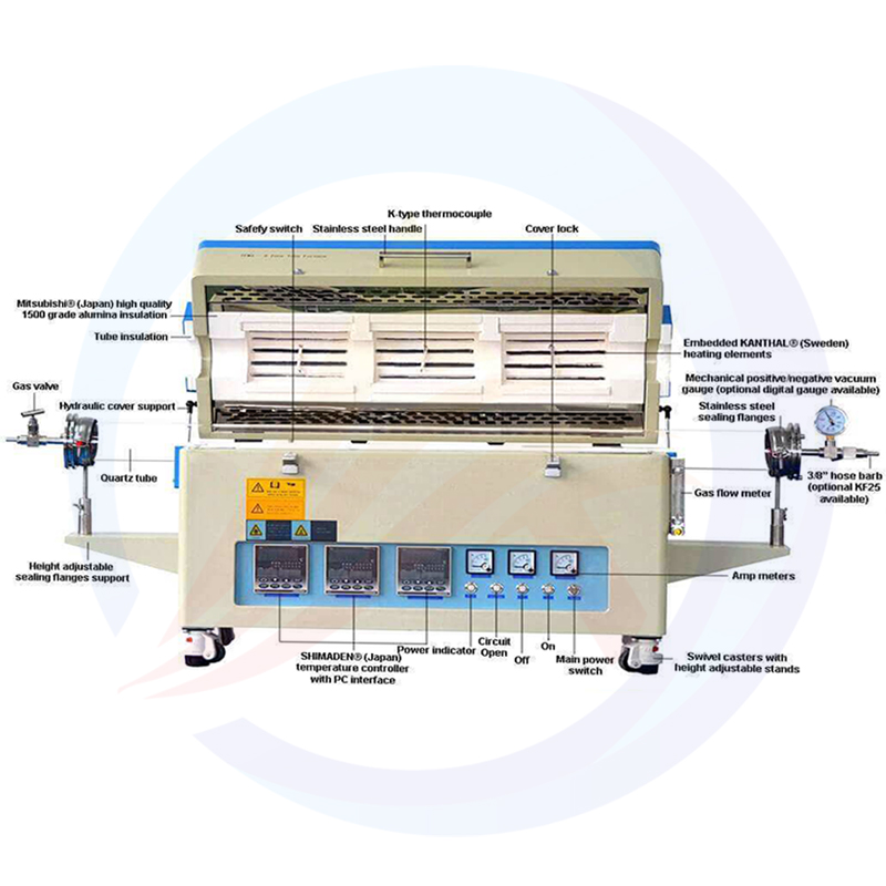 Üç Bölgeli Kuvars Elektrikli Tüp Fırını