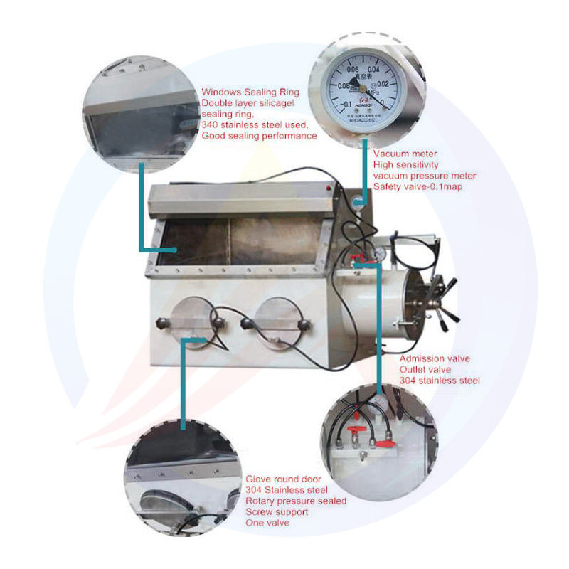 Kotak Sarung Tangan Vakum Stainless Steel AOT-STX-2 La untuk Baterai Li-ion