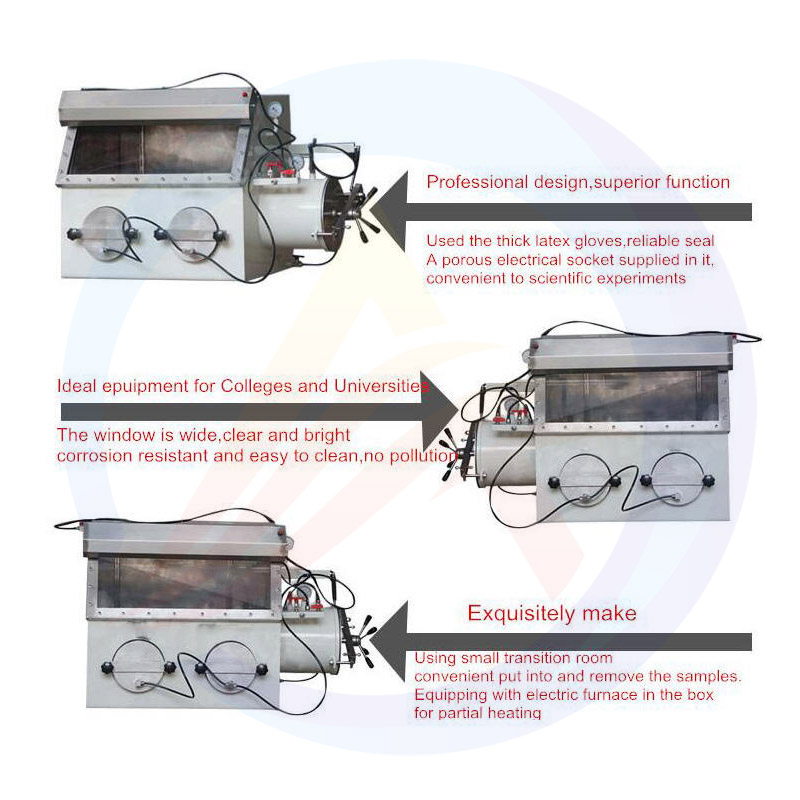 Boîte à gants sous vide en acier inoxydable AOT-STX-2 La pour batterie Li-ion