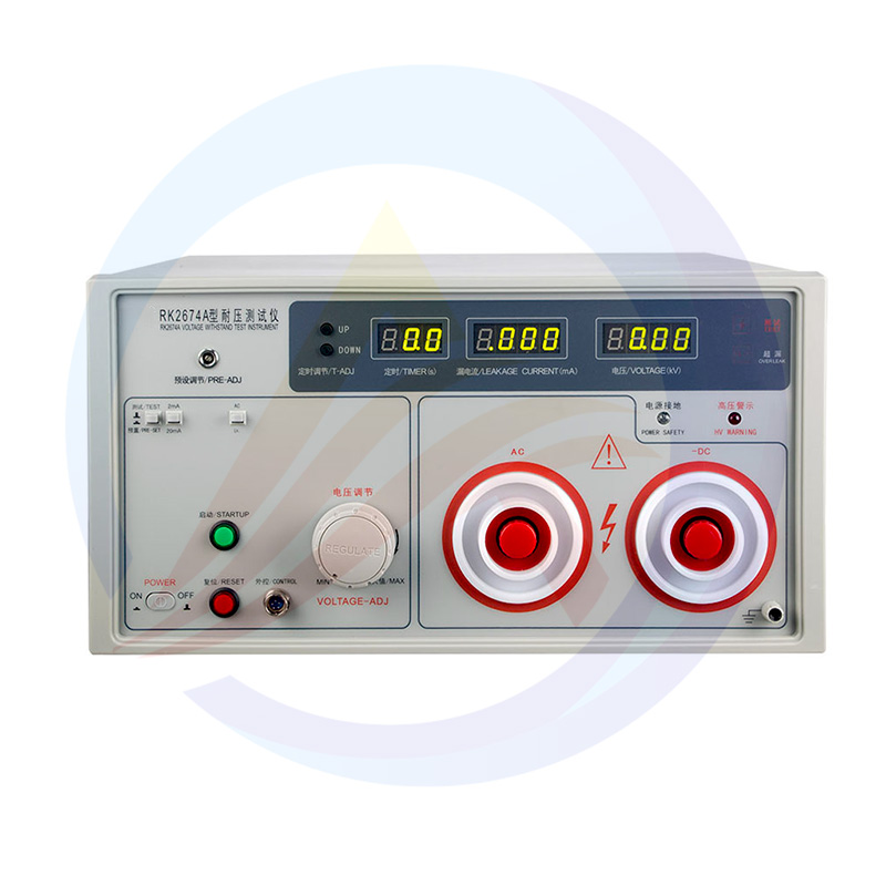 เครื่องทดสอบแบตเตอรี่ สวัสดี-หม้อ รุ่น ท่าอากาศยานนานาชาติ-RK2674 15KV-50KV สำหรับการทดสอบการพังทลายของฉนวนและการทำลาย
