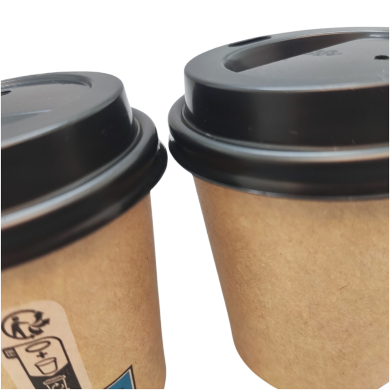 Disposable kraft 4oz single wall paper cup with lid