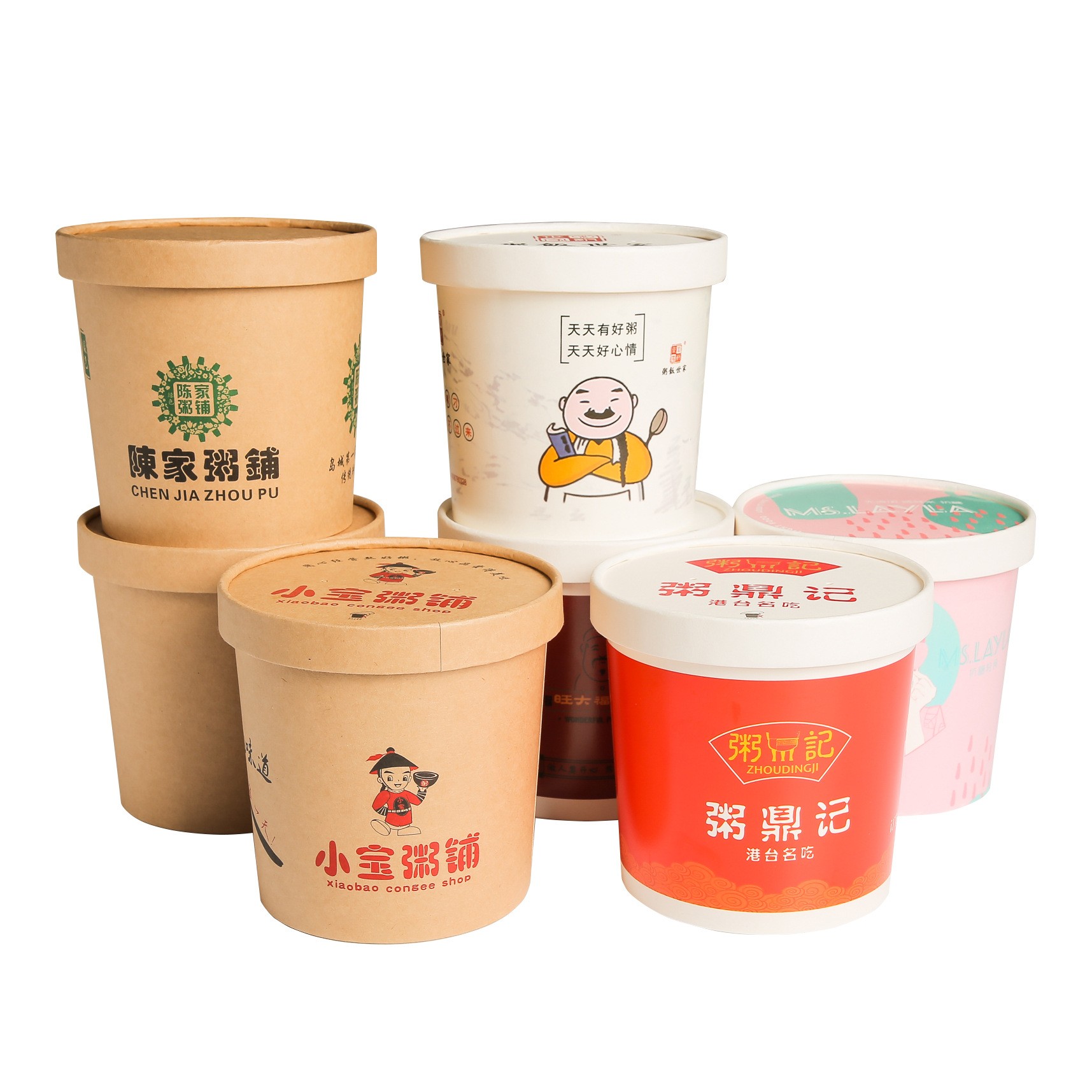 Kraft soup paper cup with paper lid