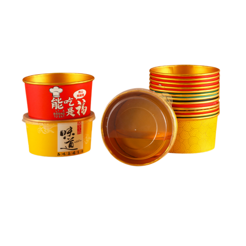 Aluminum gold foil paper bowl custom printing for food package