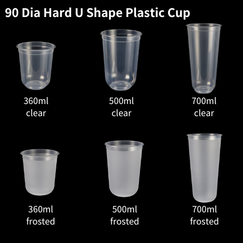 90 diameter custom printing disposable U shape hard PP plastic cup