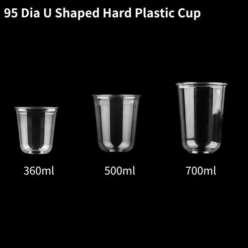 95 diameter custom logo U type hard PP plastic cup