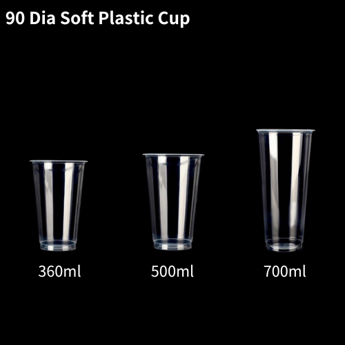 90 dia custom logo 500ml clear soft milktea plastic cup