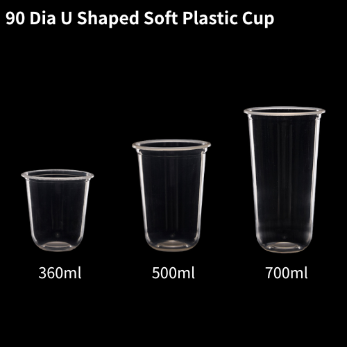 90 dia custom printing eco-friendly U shaped clear soft plastic cup