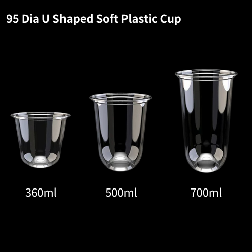 95 diameter soft pp glass cup factory supplier U shape custom logo plastic cup