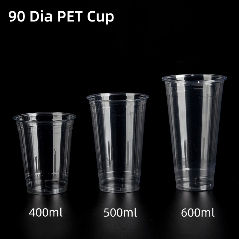 Wholesale 90 diameter cold drink PET plastic cup