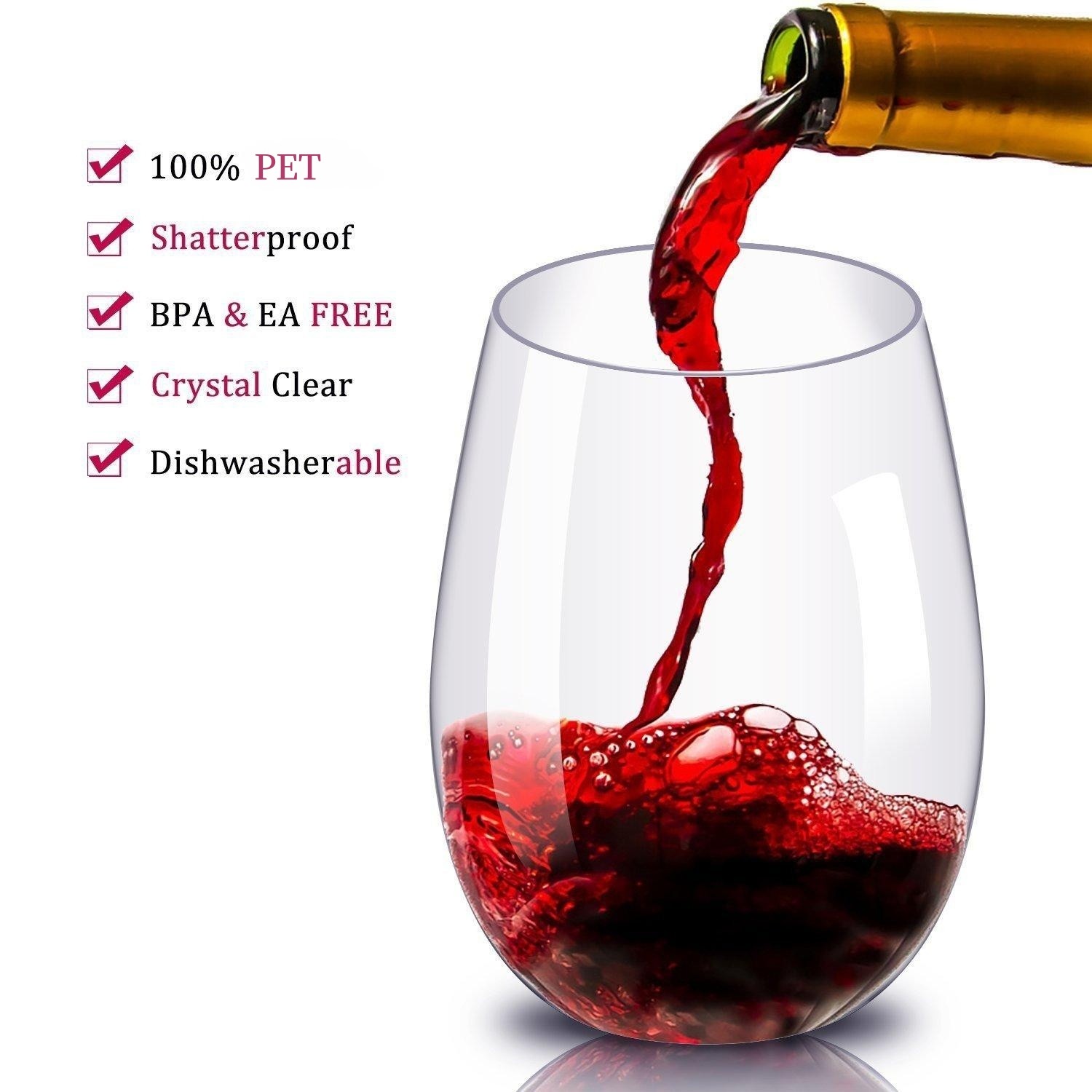 Reusable wine cocktail clear unbreakable PET cup