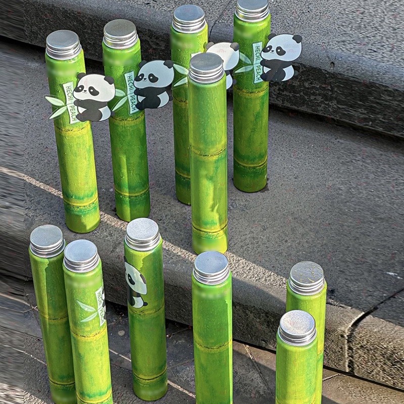 Reusable juice drink pvc film bamboo PET bottle