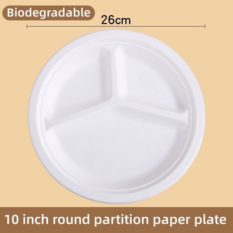 Sugarcane bagasse pulp 100% biodegradable compartment paper plate