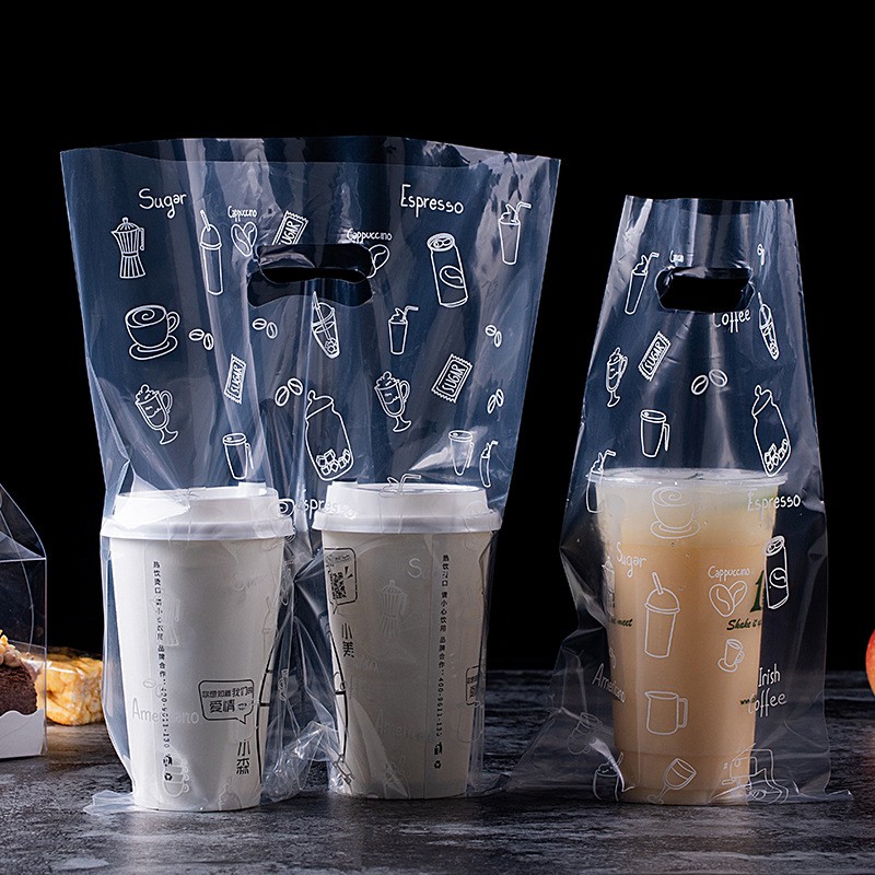 Milktea takeaway custom logo plastic cup bag