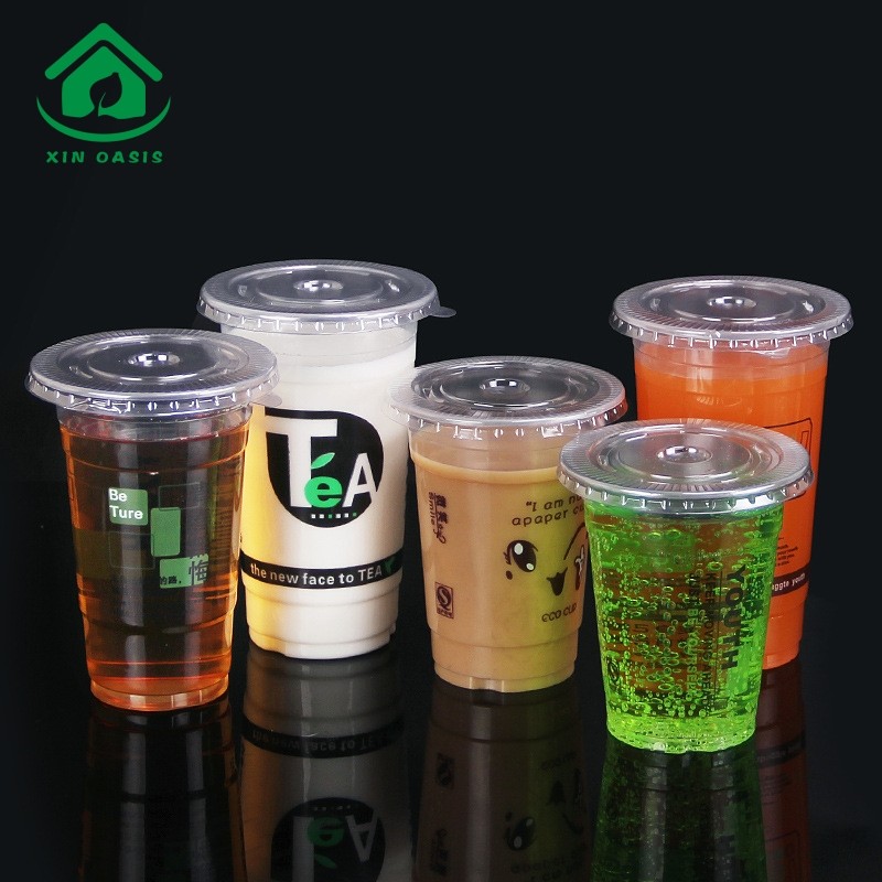 Customized printed juice milk tea 90 diameter disposable transparent soft plastic cup