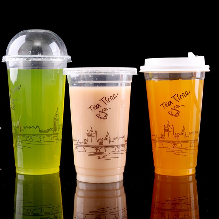 Customized printed juice milk tea 90 diameter disposable transparent soft plastic cup