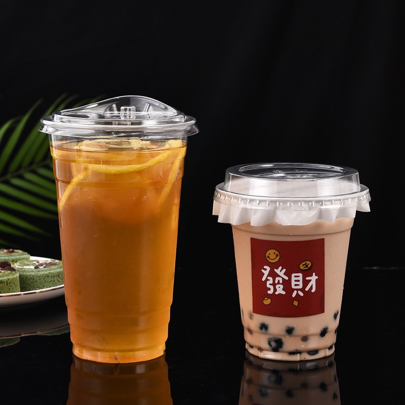 Customized printed juice milk tea 90 diameter disposable transparent soft plastic cup