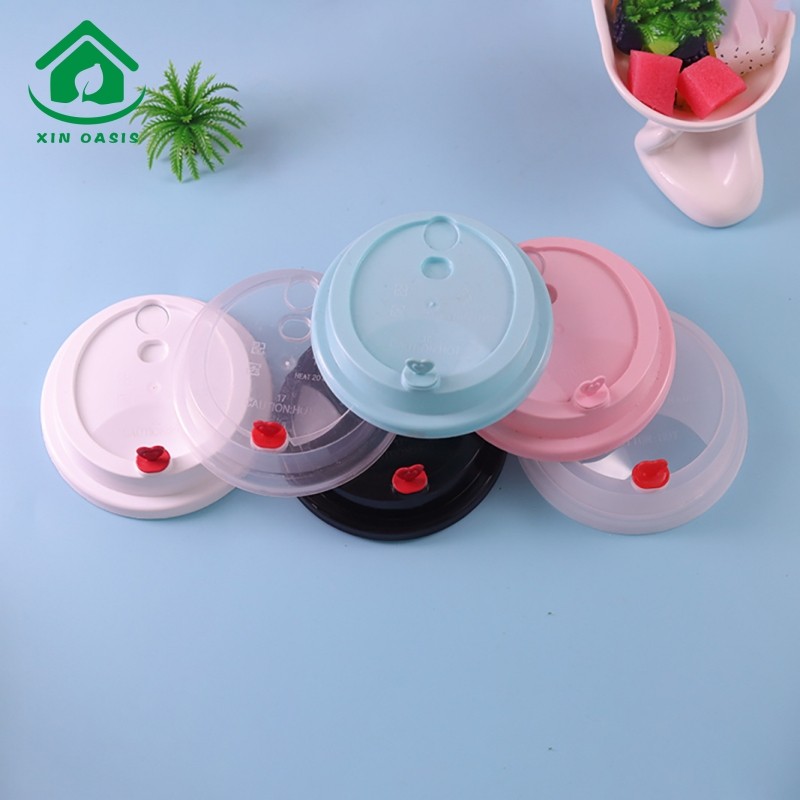 90/95 caliber disposable milk tea cup lid with red stopper