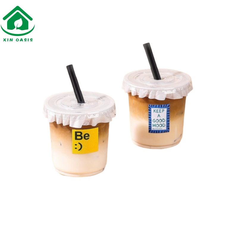 Disposable DIY clear PET cold drink cup with lid