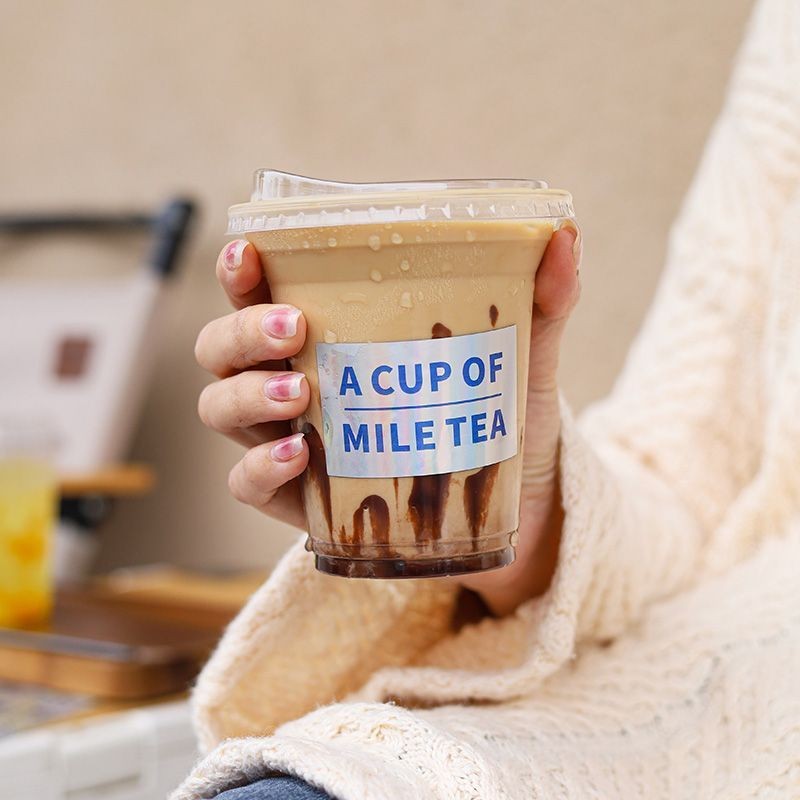 PET cold coffee cup with printing cold drink cup